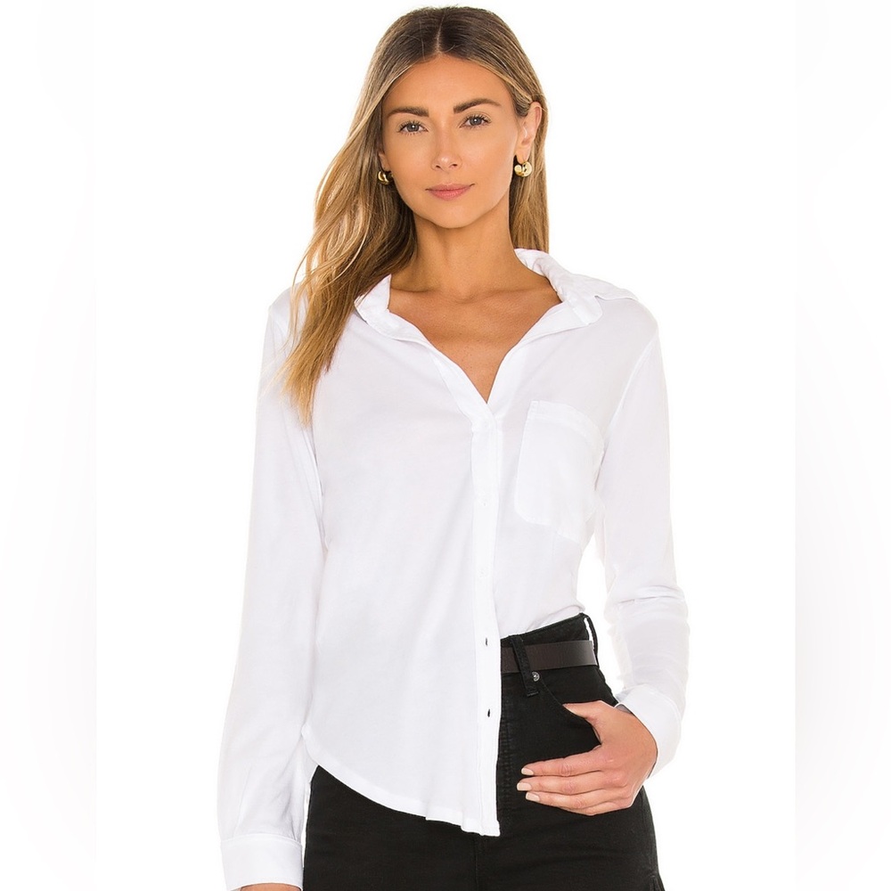 bobi White Casual Button Down Shirt Size M